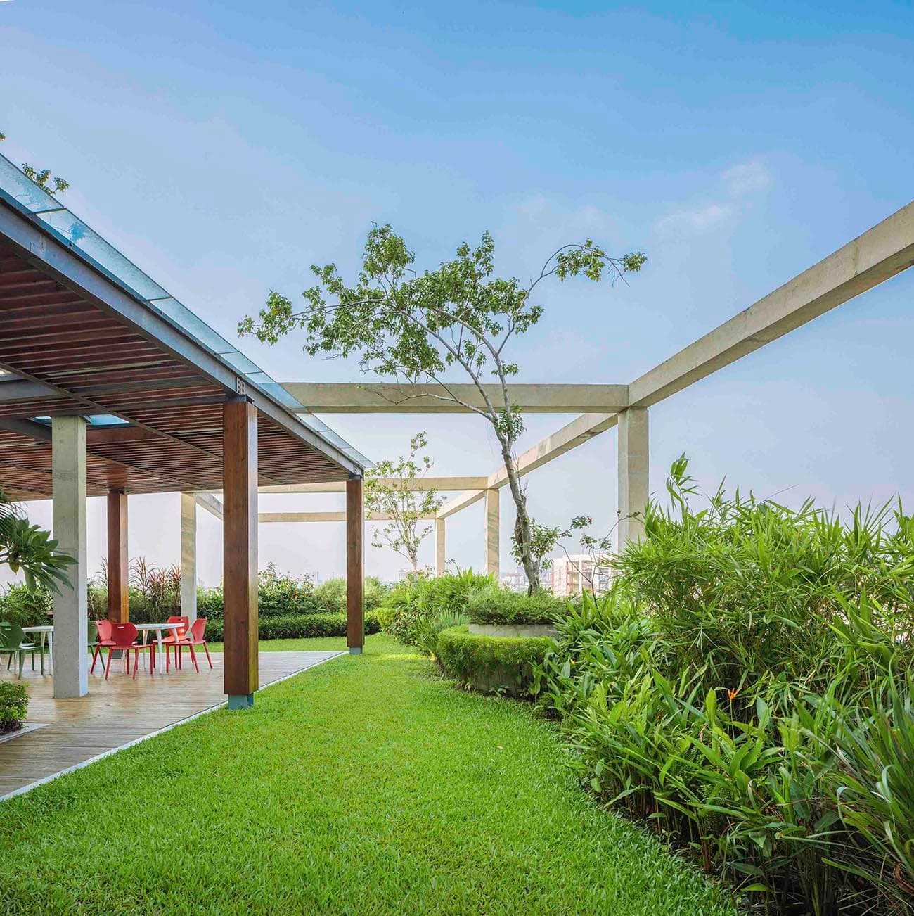 Rooftop garden terrace at AKIJ Resource headquarters